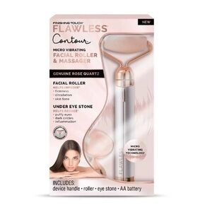 FINISHING TOUCH FLAWLESS VIBRATING FACUAL ROLLER/MASSAGER -ROSE QUARTZ (NEW)